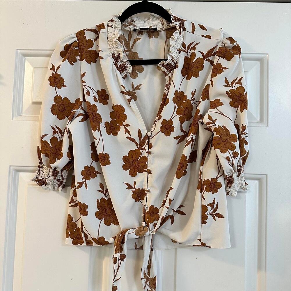 Sanctuary brown floral blouse with